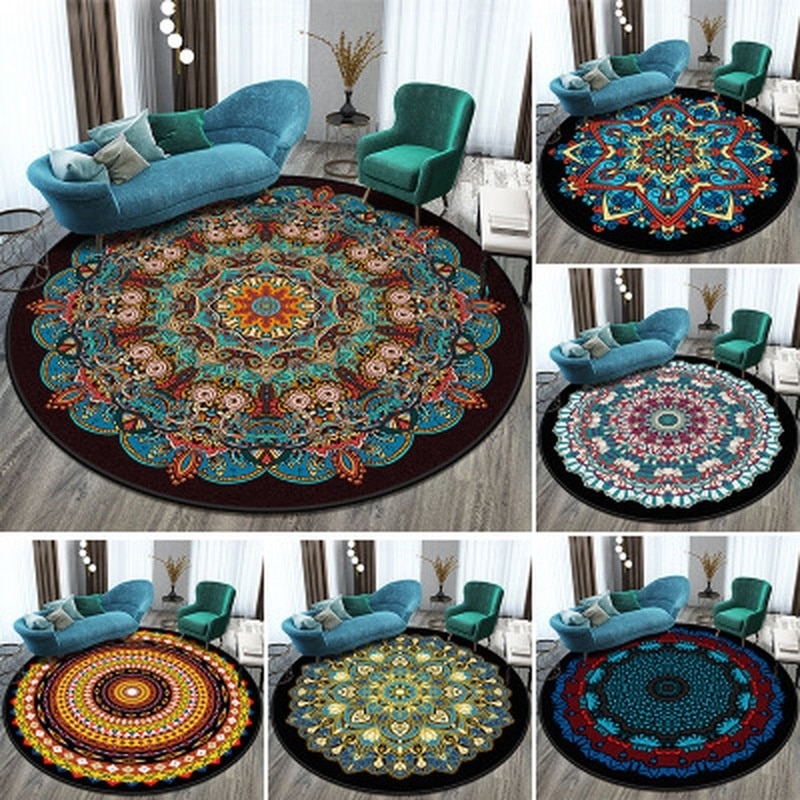 60cm runde tepper til stue soveromstepper og tepper klassisk blomsterdekor gulvmatte studere salongbord tepper