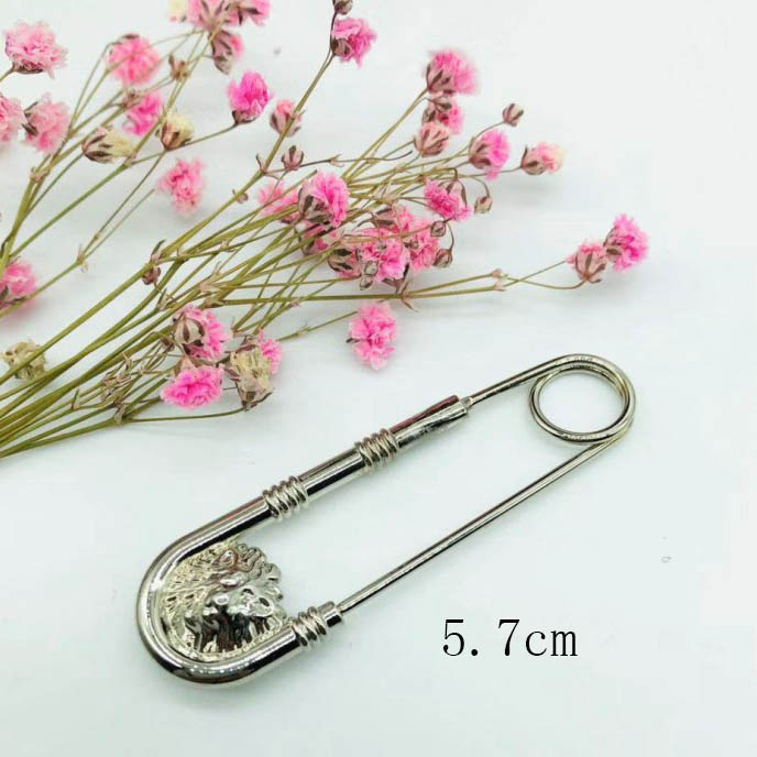 Broche de aleación con doble cabeza de león para hombre y mujer, alfileres de seguridad DIY, artefacto de cierre de cintura, traje, chaqueta, joyería decorativa, 3 uds.: Bañado en rodio de imitación