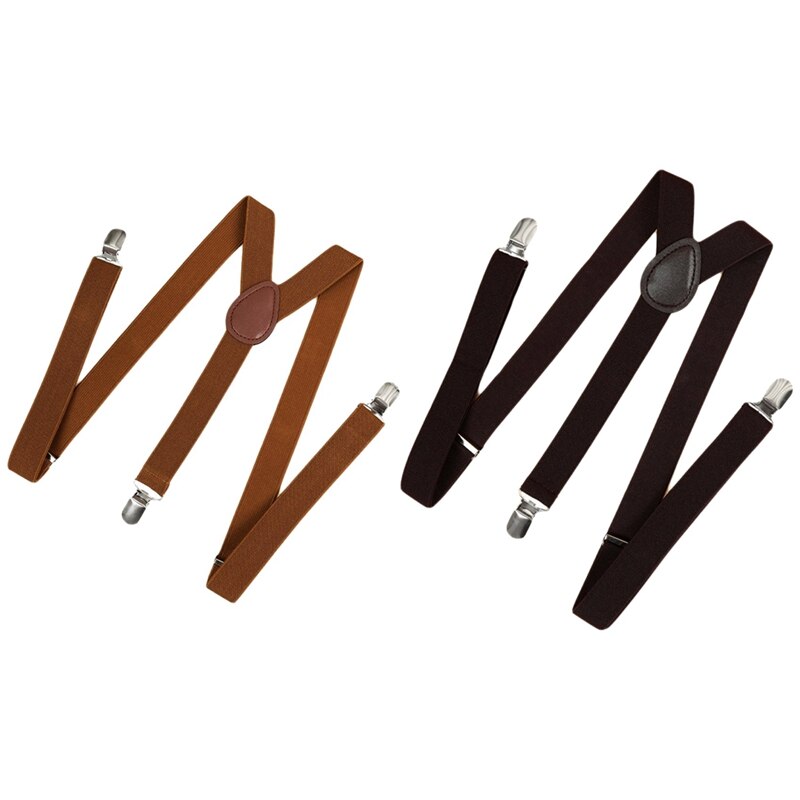 ASDS-2 szt. dla obu płci spinacz na podwiązka elastyczny w kształcie litery Y powrót formalne regulowane szelki, brązowy i kawa: Default Title