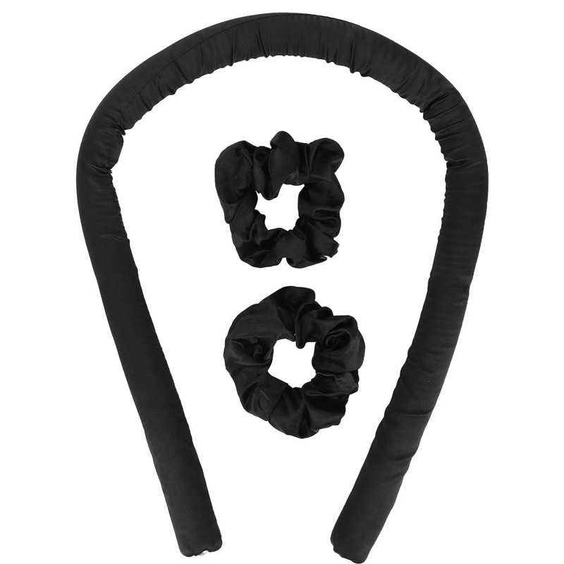 Heatless Curling Rod Headband No Heat Curls Ribbon Hair Rollers Sleeping Soft Headband Hair Curlers DIY Hair Styling Tool: black