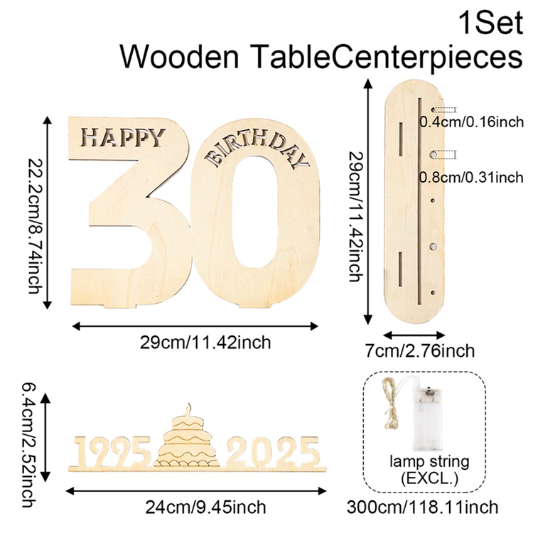 Numeri portato in legno con luci Insegna fai-da-te illuminata per artigianato artistico Decorazioni per feste di compleanno fai-da-te di età 18 30 40 50 60 Decorazioni in legno