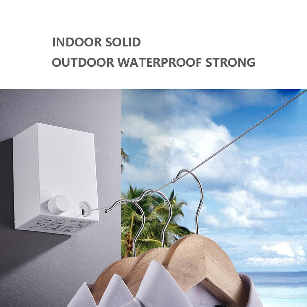 4.2MStainless Steel Indoor Outdoor Retractable Laundry Clothesline Wall Hanging Stretch Washing Clothes Invisible Shrinking Line