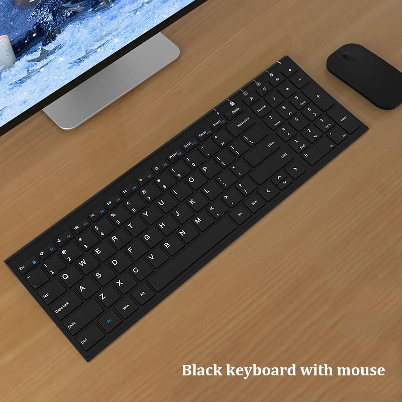 Protable 2.4g trådlöst tangentbord minimus combo usb-mottagare tangentbord spelmus för macbook mi laptop notebook pc dator: Svart med mus