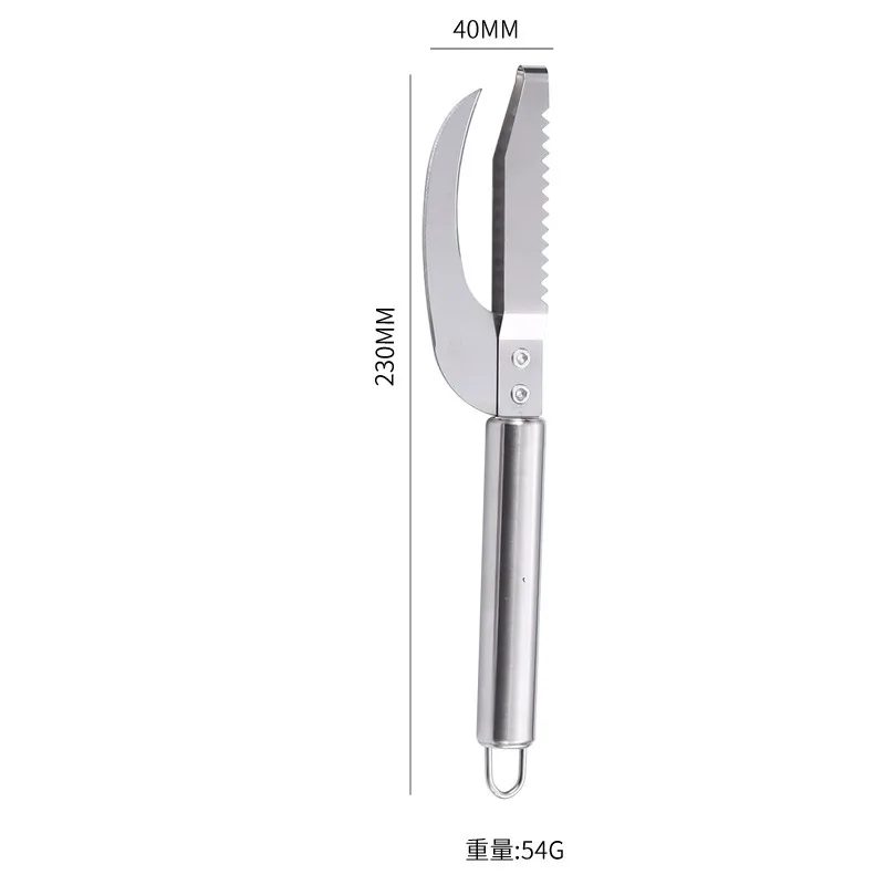 Stainless Steel Fish Scraping Knife, Fish Scale Planing, Removing Scales, Breaking Belly, Two in One Fish Belly Knife, Household