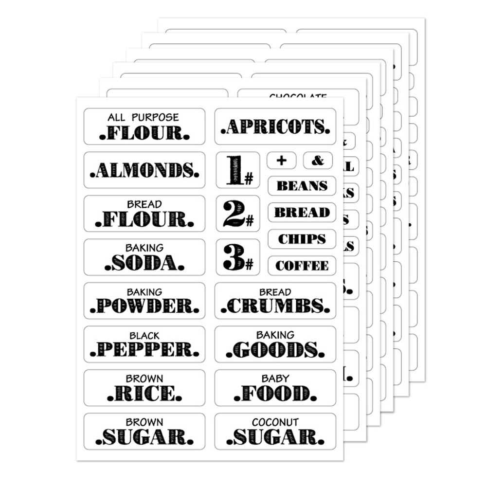 Farmhouse Pantry Labels 6 Sheets Transparent Waterproof Pantry Stickers Food Jar Labels for Pantry Organization GQ: Default Title