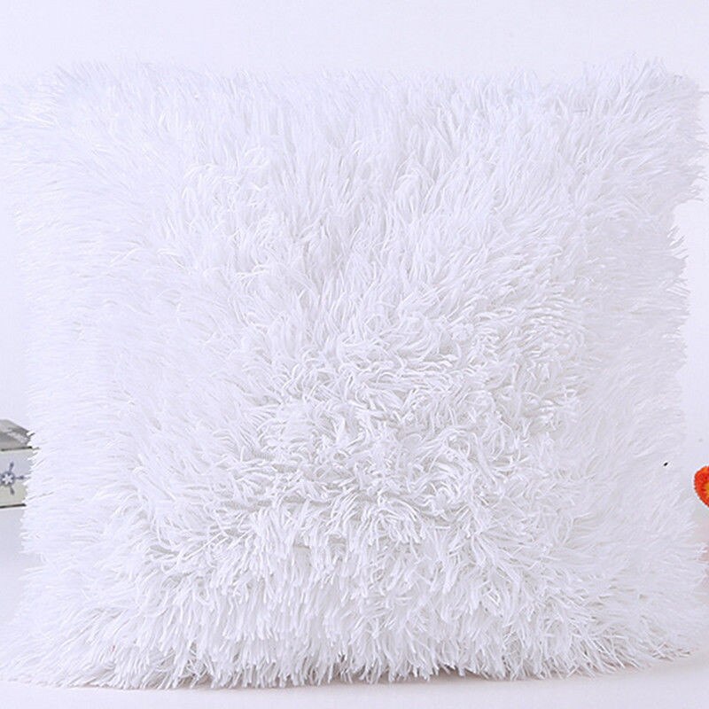 Pluizige Zachte Pluche Vierkante Decoratieve Kussensloop Kamer Sofa Taille Gooi Kussenhoes