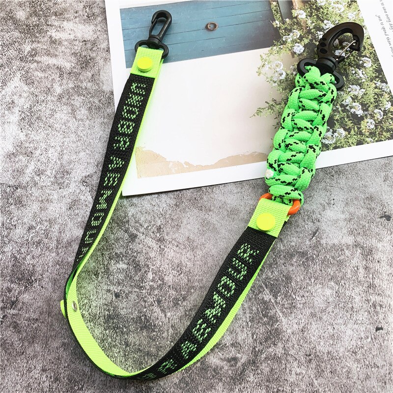 Landyard Mixed Color Phone Chain Nylon Strips Premium Hand Made Lanyard Personality Accessories Bag Strap Trousers Decoration: green 60cm