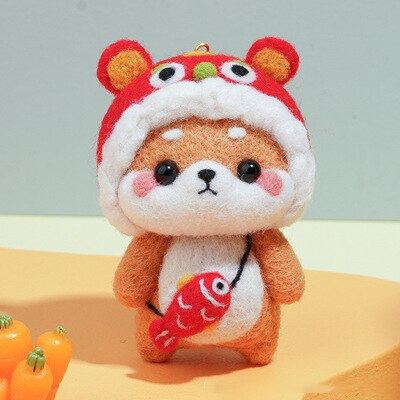 DIY Needle Felting Kit Needle Crafts Wool Felting Animals Kit DIY Handmade Non Finished Dog Handcraft with Needle Tool: No.5