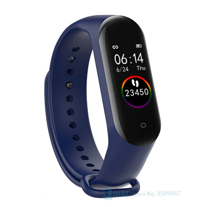 Armband män kvinnor smart klocka telefon android ios blod smartband musik spela kontroll tryck övervaka hjärtfrekvens smart band: Blå