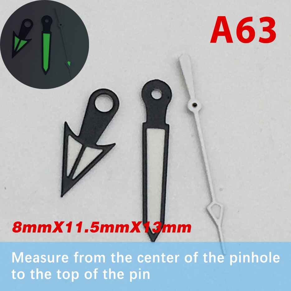 A62-63For Omega Seamaster Pointer Gemodificeerde Lichtgevende Voor SKX007/Sbbn Modellen NH35A/NH36A Beweging C3 Lichtgevende