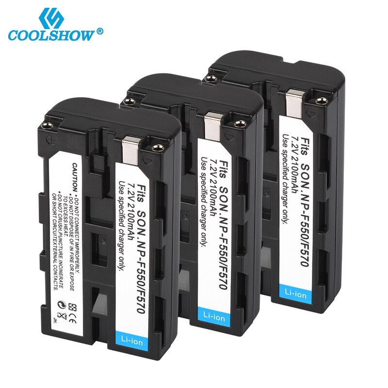 Coolshow Rechargeable Batterie pour Sony NP F330 F530 F570 F730 F750 F770 F970 QM91D CCD-RV100 TRU47E 2100mah Batteries de Caméra
