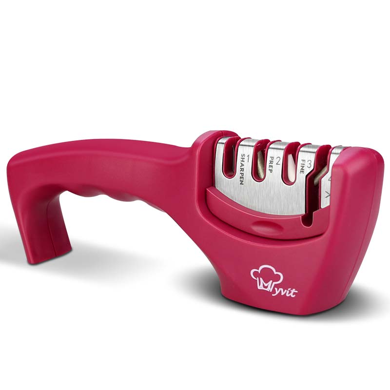 Messenslijper 4 In 1 Stadia Slijpsteen Professionele Whetstone Tungsten Diamond &amp; Keramische Schaar Slijpers Slijpsteen: red