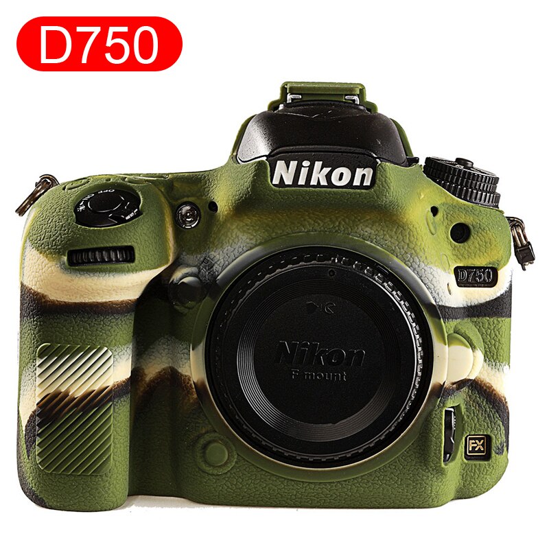 Funda de goma de silicona suave HQ para cámara Nikon D500 D750 D800 D810 D850: D750 Camo