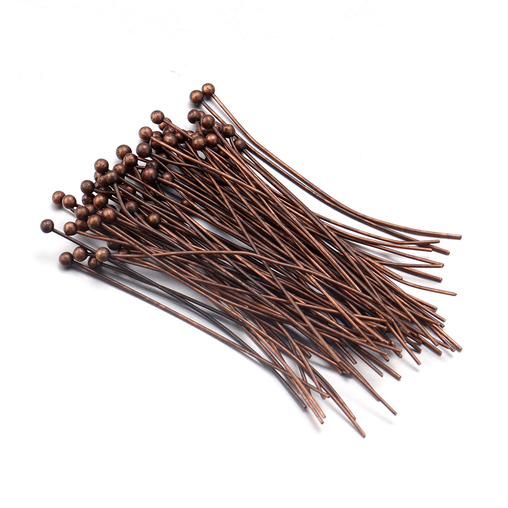 100/200 Uds. Alfileres de cabeza de bola de latón, alfileres de cabeza de bola chapados en oro para fabricación de joyas, alfileres de cuentas, suministros para hacer joyería DIY