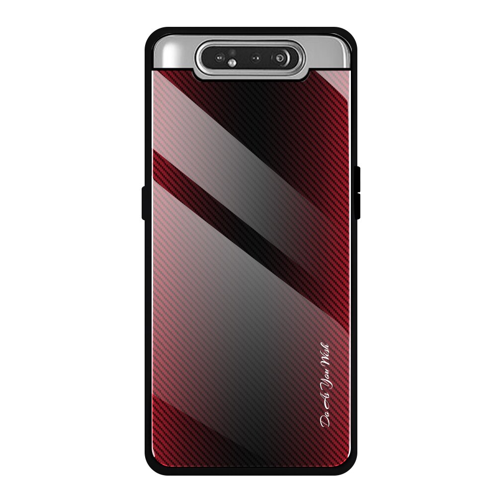 Vetro temperato di Caso Per Samsung Galaxy A80 A90 UNA Copertura Della Cassa 80 90 UN 80A Gradient Shell Per Samsun A80 a805 Stripes Caso Fundas: For A80 / 01