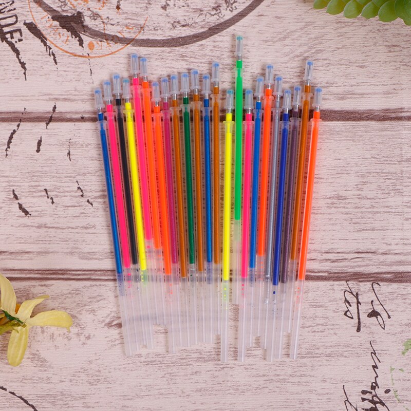 24 Multicolour Balpen Gel Pen Highlighter Voor School Chancellory Gel Pen Set Refill Kleurrijke Shining Pennen