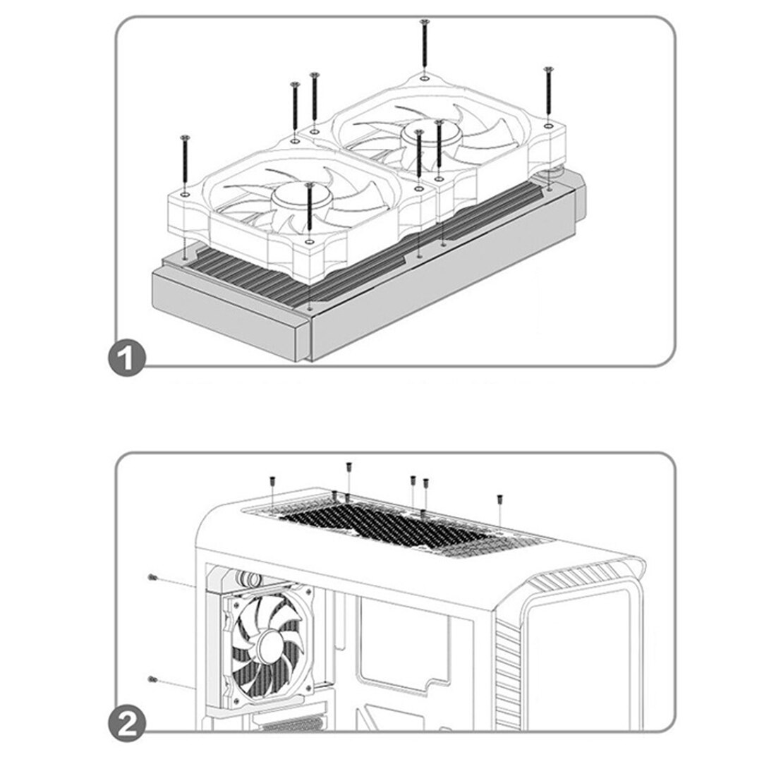 360mm Aluminum Computer Radiator Water Cooler Cooling Heatsink Exchanger Water Cool System For Computer For Children-Black White