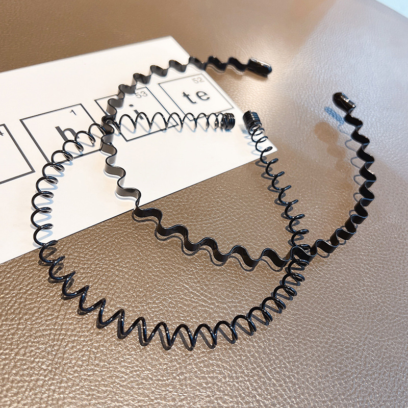 1 st hårband unisex vågformat hårband ansiktstvätt huvudbonad hårring enkelhet halkfri svart metall spiralband