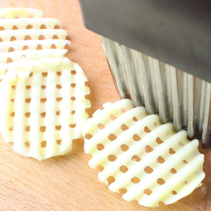 Stainless steel Potato Chip Dough Crinkle Wavy Cutter knife Vegetable slicer potato fries cutting machine kitchen accessories