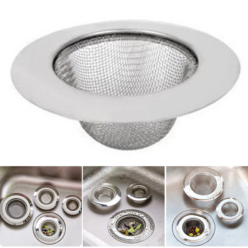 3Pcs Stainless Steel Bathtub Hair Catcher Stopper Shower Drain Hole Filter Trap Kitchen Metal Sink Strainer NIN668