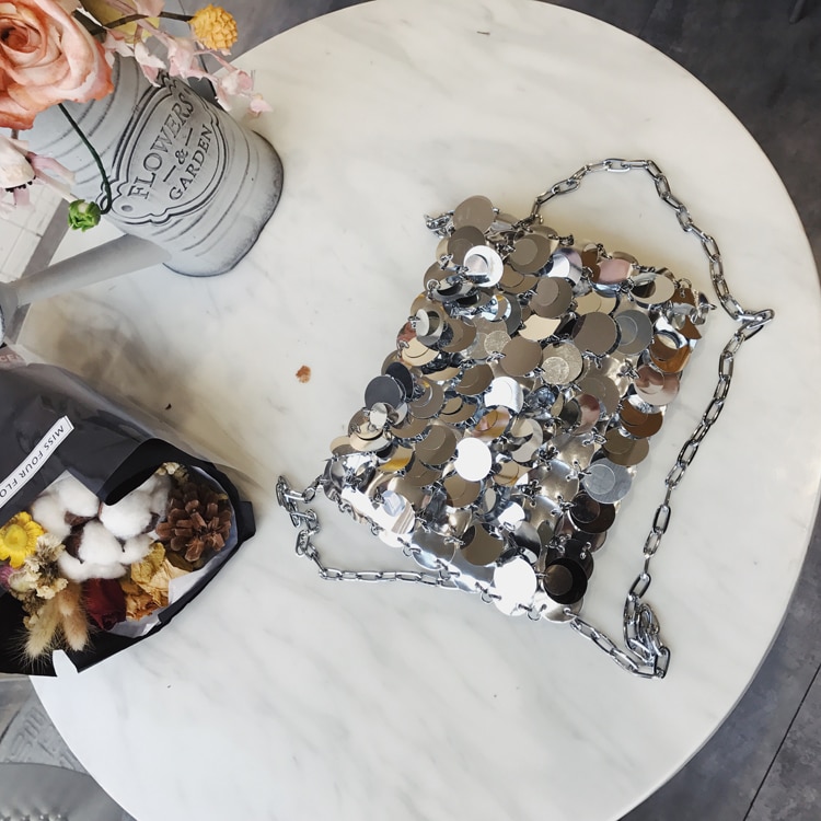 Sac à main à paillettes scintillantes pour femmes, pochette de soirée à chaîne, portefeuille fourre-tout, noir, or, argent