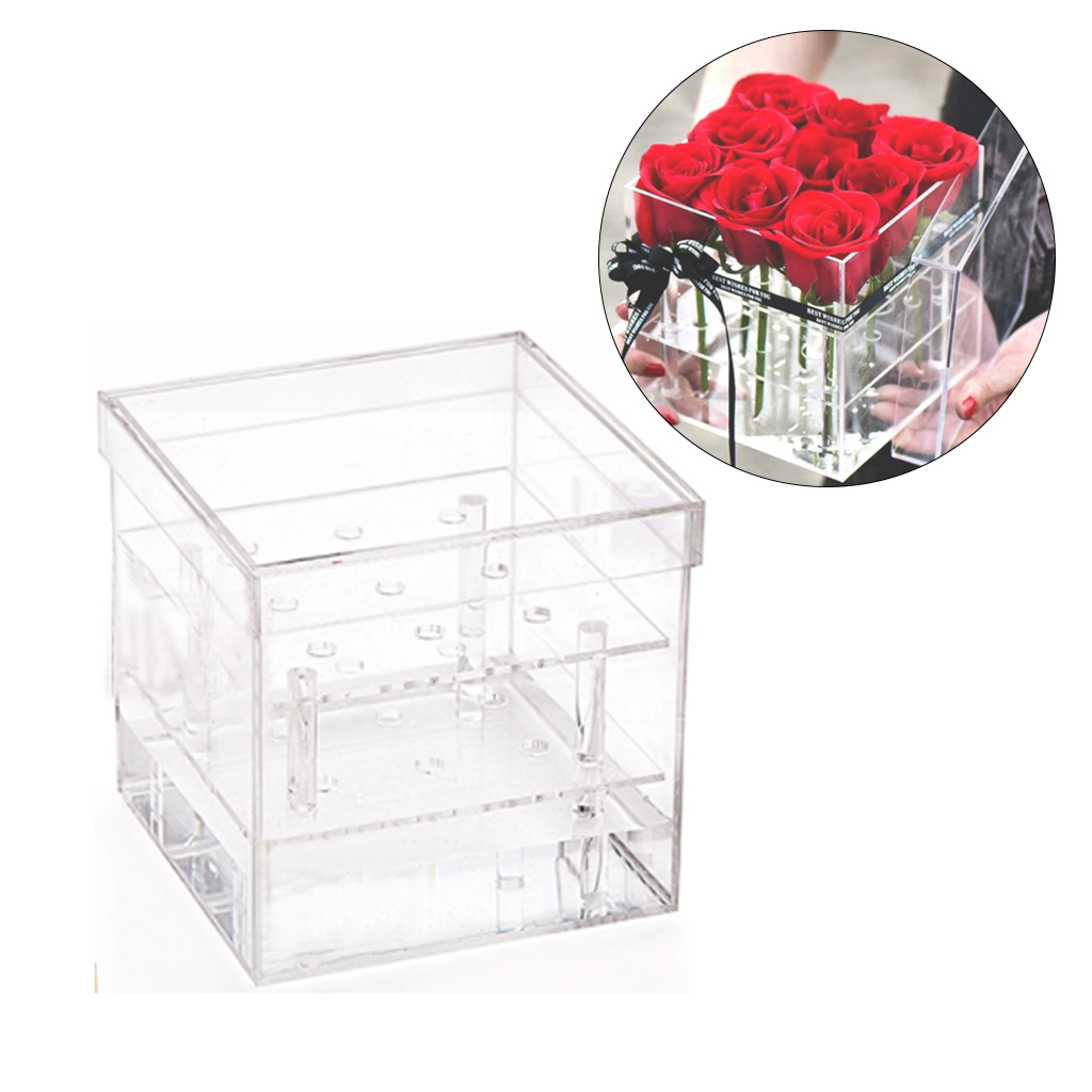 Boîte acrylique transparente de rangement en Rose, boîtier acrylique de rangement pour cosmétiques avec couvercle organiseur à maquillage pour la saint-valentin