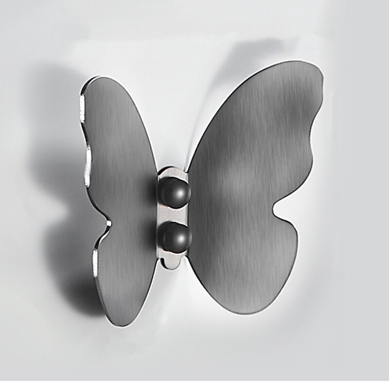 Porte-manteau en forme de papillon, crochet en laiton, lumière de luxe en bronze à canon trois dimensions, décoration de chambre à coucher, porte-manteau pour porche: gunmetal gray