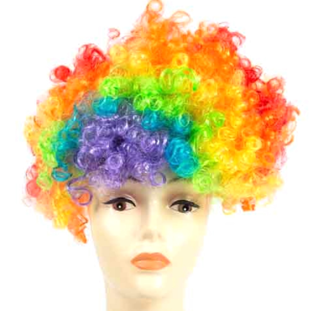 unisex Cosplay Perücken Clown Perücke Halloween Weihnachten Party Lockige Explosion Kopf Regenbogen Perücke Kleid hoch DIY Party Kleid hoch