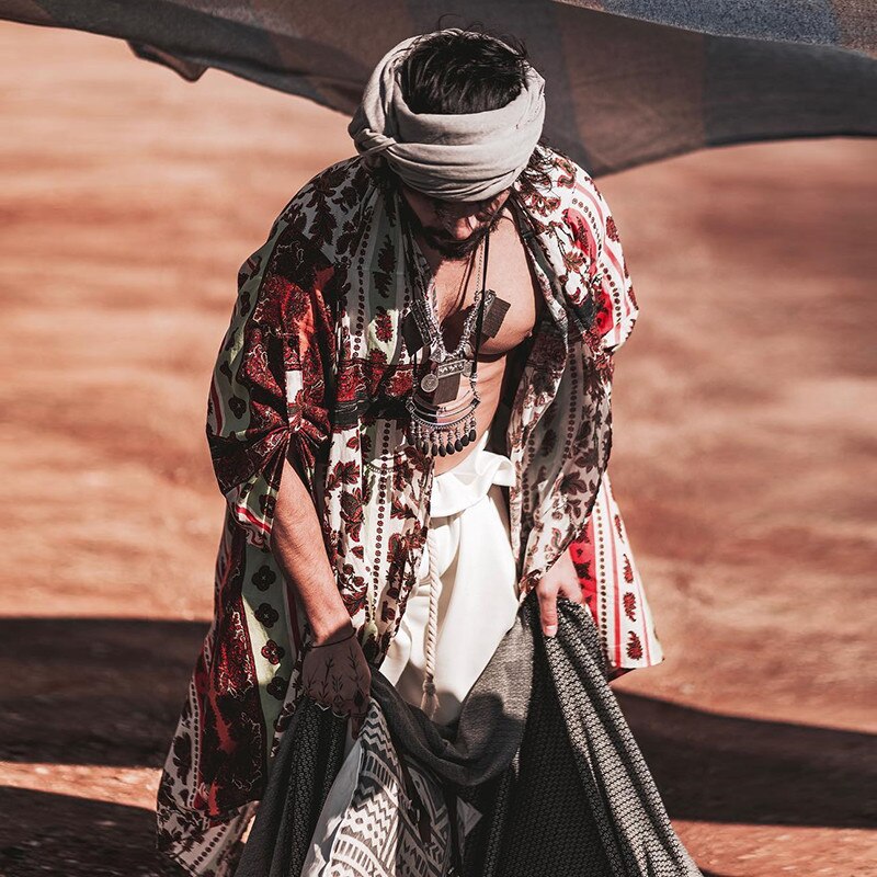 Hawajski styl męnarty z długim rękawem drukuj wakacje plus rozmiar stójka w stylu zwykły przycisk luźna koszula odzież komfort topy