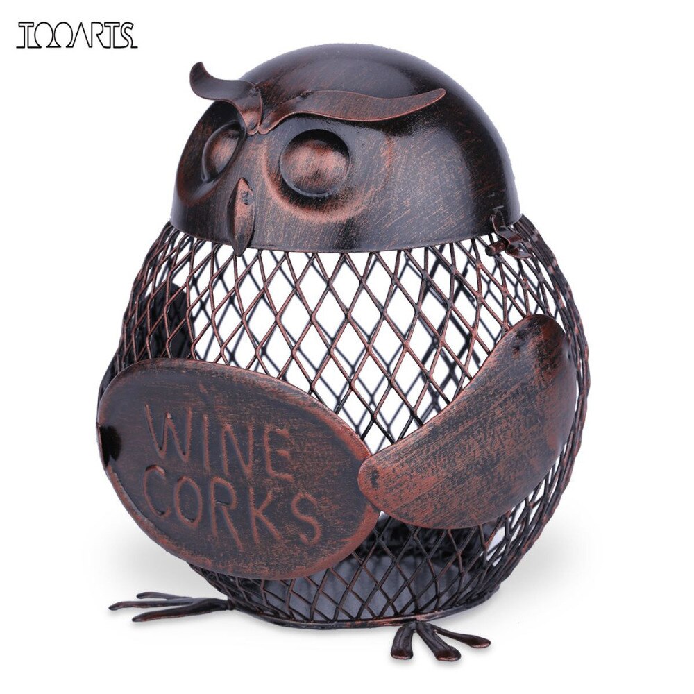 Tooarts Wijnrek Uil mesh Creatieve wijnfles houder Uil Fles kurk container Iron art decoratie Fantastische Sculptuur
