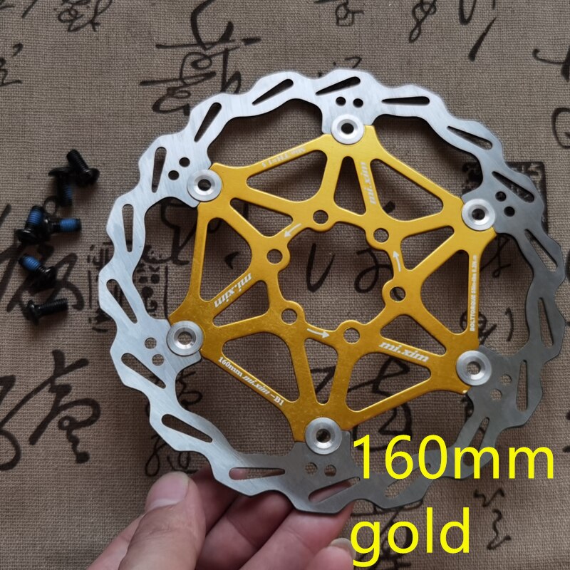 Polkupyörän jarru 160mm/180mm/203mm levyjarru mtb dh levyroottorit hydrauliset jarrupalat kelluvat moniväriset jarrupalat polkupyörän osat: 160mm kultaa