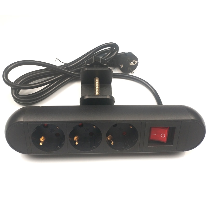 3 Outlet Oval Table clamp Socket Office Desktop Countertop Meeting Room Standard Power Socket EU Plug With Switch