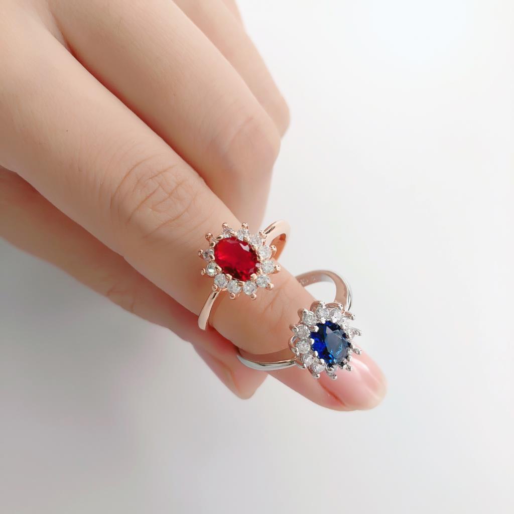 Princess Kate Rings For Women Blue Crystal Wedding Engagement Bridal Promise Marriage Ring For Bride Female Jewelry R076