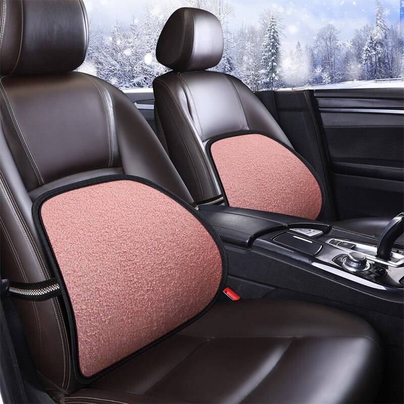Uniwersalny fotelik samochodowy poduszka robić wsparcia odcinka lędźwiowego pluszowe ciepło masaż talia Podkładka utrzymać ciepło poduszka na krzesło biurowe na samochód poduszka samochodowa: Różowy