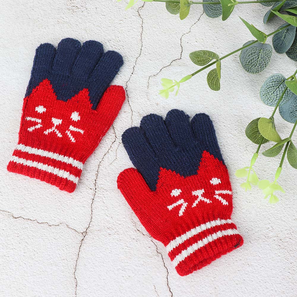 Child Kids Winter Gloves Baby Girls Boys Gloves Kids Winter Warm Thick Knitted Gloves Magic Mittens: wine red