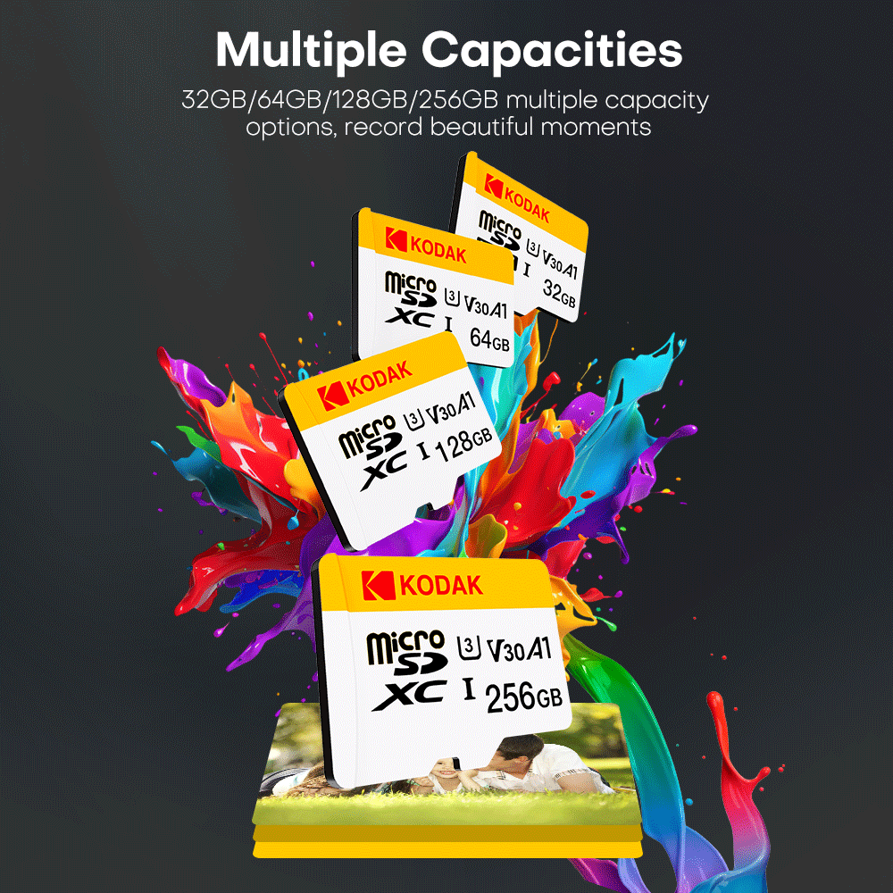 KODAK Mini Memory SD Card 256GB 128GB 64GB 32GB U3 V30 4K Full HD Micro TF Memory Flash Card do telefonu/komputera/kamery