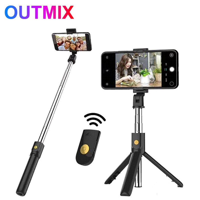 Bluetooth Selfie Stick Tripod - Remote Control - Foldable Stainless Steel - for Android & iOS Smartphones