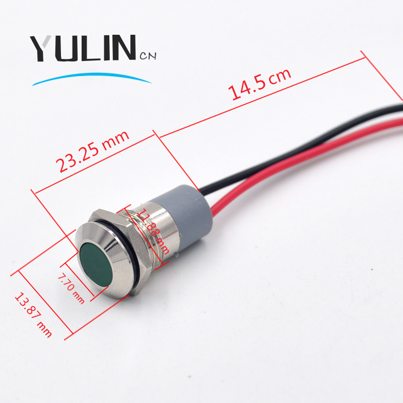 LED Metal Indicator Light 12mm IP67 Waterproof Indicator Light Pilot Signal Lamp with Wire Red Yellow Blue Green White