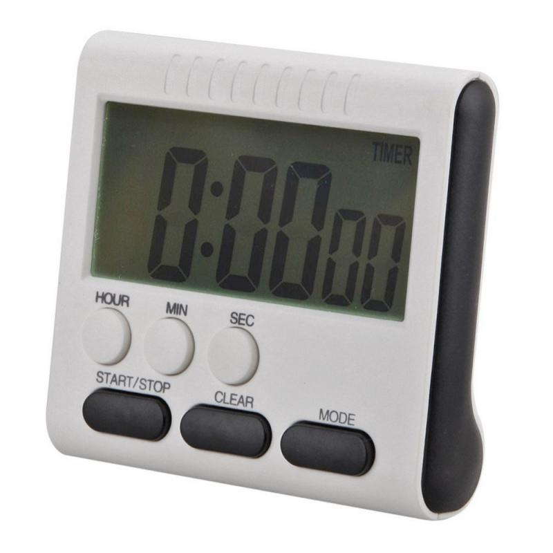 White kitchen timer practical cooking timer alarm clock magnetic LCD digital kitchen countdown timer alarm clock with stand