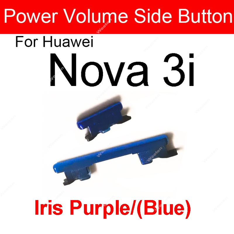 Botones de volumen de encendido y apagado lateral para Huawei Nova 3, 4, 3i, 3e, 4e, subir y bajar volumen, Nova 3, 4, teclas laterales de alimentación, piezas de repuesto: Grey