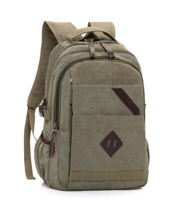 Chuwanglin afslappet lærred mandlige rygsække 15 tommer laptop rygsæk preppy stil skoletasker stor kapacitet rejsetaske  a7371: Militærgrøn
