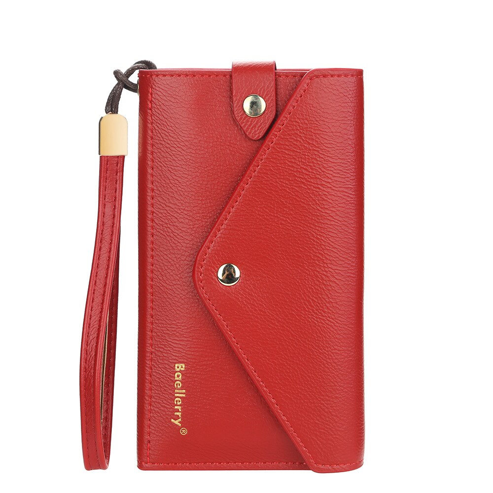 Baellerry Vrouwen Portemonnee Rode Lange Portemonnee Met Hasp Meisje Grote Capaciteit Portemonnees En Tassen Dames Clutch Portemonnee Met hand Strap: Rood