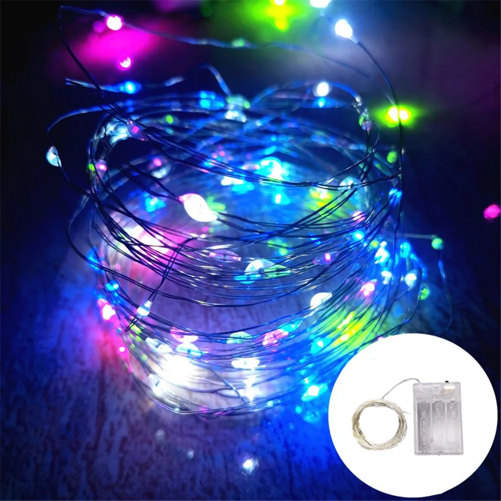 10/5M LED-kerstverlichting op batterijen Koperdraad Garland Lichtslingers Outdoor Garden Party Wedding Lights Christmas Decor: green / 0.5W