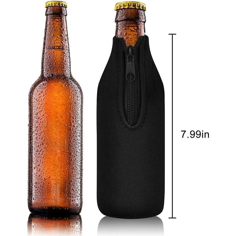 4 Pack Beer Bottle Insulator Sleeve Keep Drink Cold,Zip-Up Bottle Jackets,Beer Bottle Cooler Sleeves,Neoprene Cover
