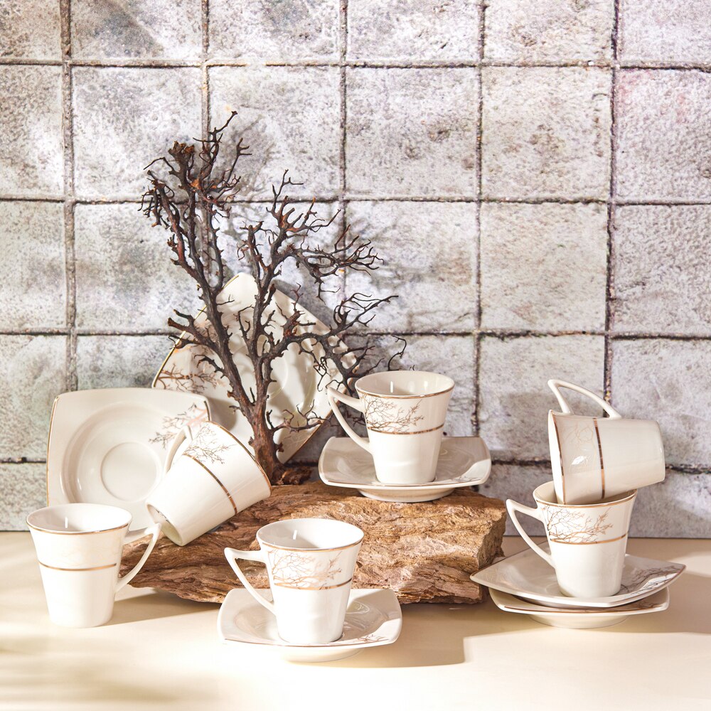 SET of 6 Turkish Coffee Porcelain Cups Traditional Ceramic Espresso Mugs Home Decor Demistasse Türk Kahvesi Fincan Seti