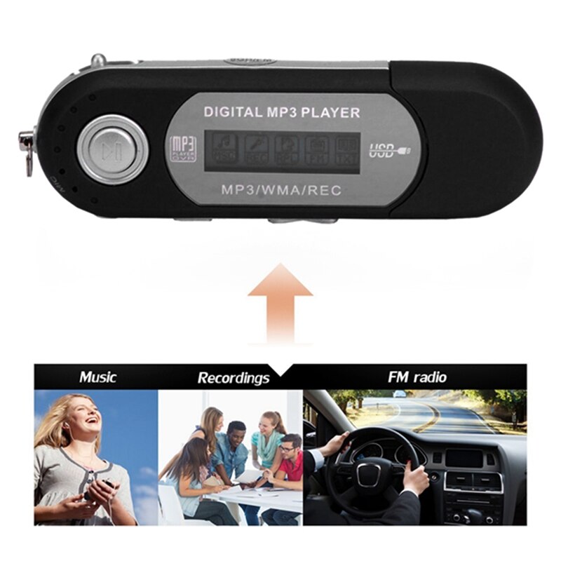 A screen MP3 U disk No. 7 battery card USB in-line radio cassette player black: Default Title