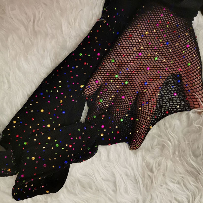 Meia calça fina pequena com glitter, sexy, malha, feminina, individualidade, brilhante, arrastão, venda bem