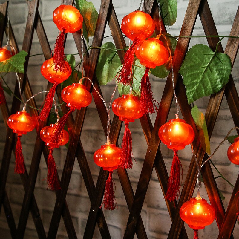 2M 10 LED Lights USB Charging Traditional Chinese Red Lantern Lights Year Decoration String Night Light
