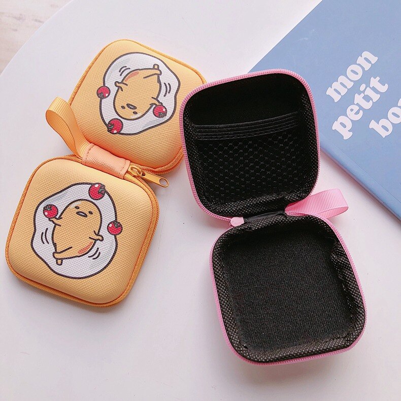 De dibujos animados Mini cremallera duras de funda, soporte Portátil Bolsa auriculares caja auriculares bolsa de almacenamiento de protector de Cable USB organizador