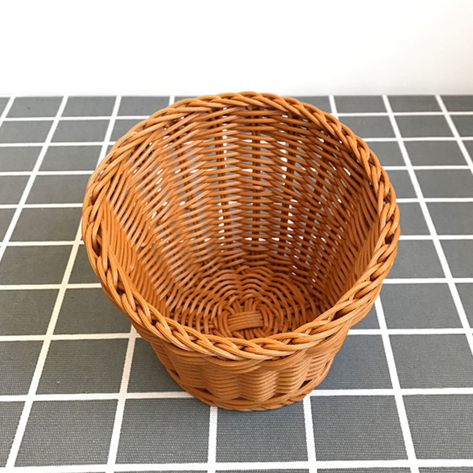 Handgemaakte Rieten Geweven Mand Brood Dienblad Simulatie Rotan Desktop Manden Voor Keuken Picknick Geweven Opbergmand